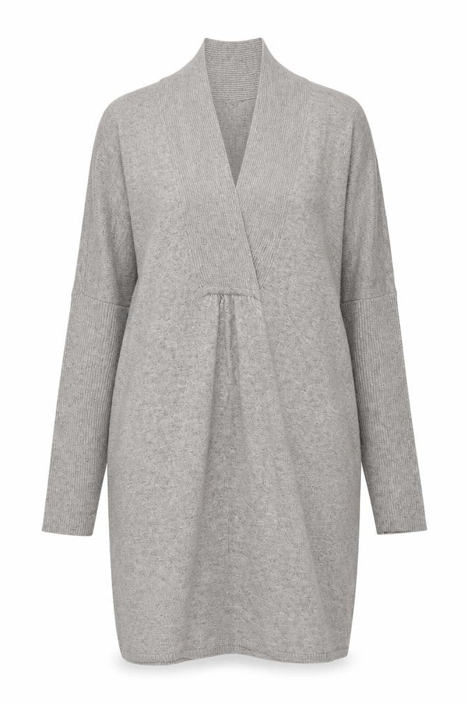 Monsoon Women’s Grey Knit Long Sleeve V-Neck Shift Dress L