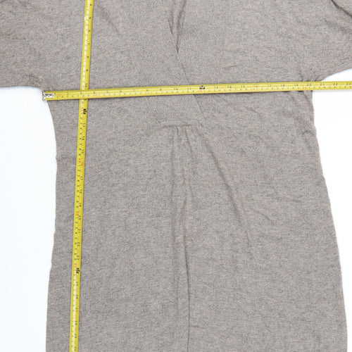 Monsoon Women’s Grey Knit Long Sleeve V-Neck Shift Dress L
