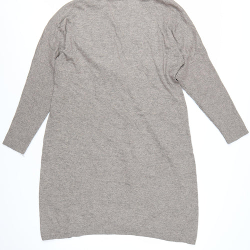 Monsoon Women’s Grey Knit Long Sleeve V-Neck Shift Dress L