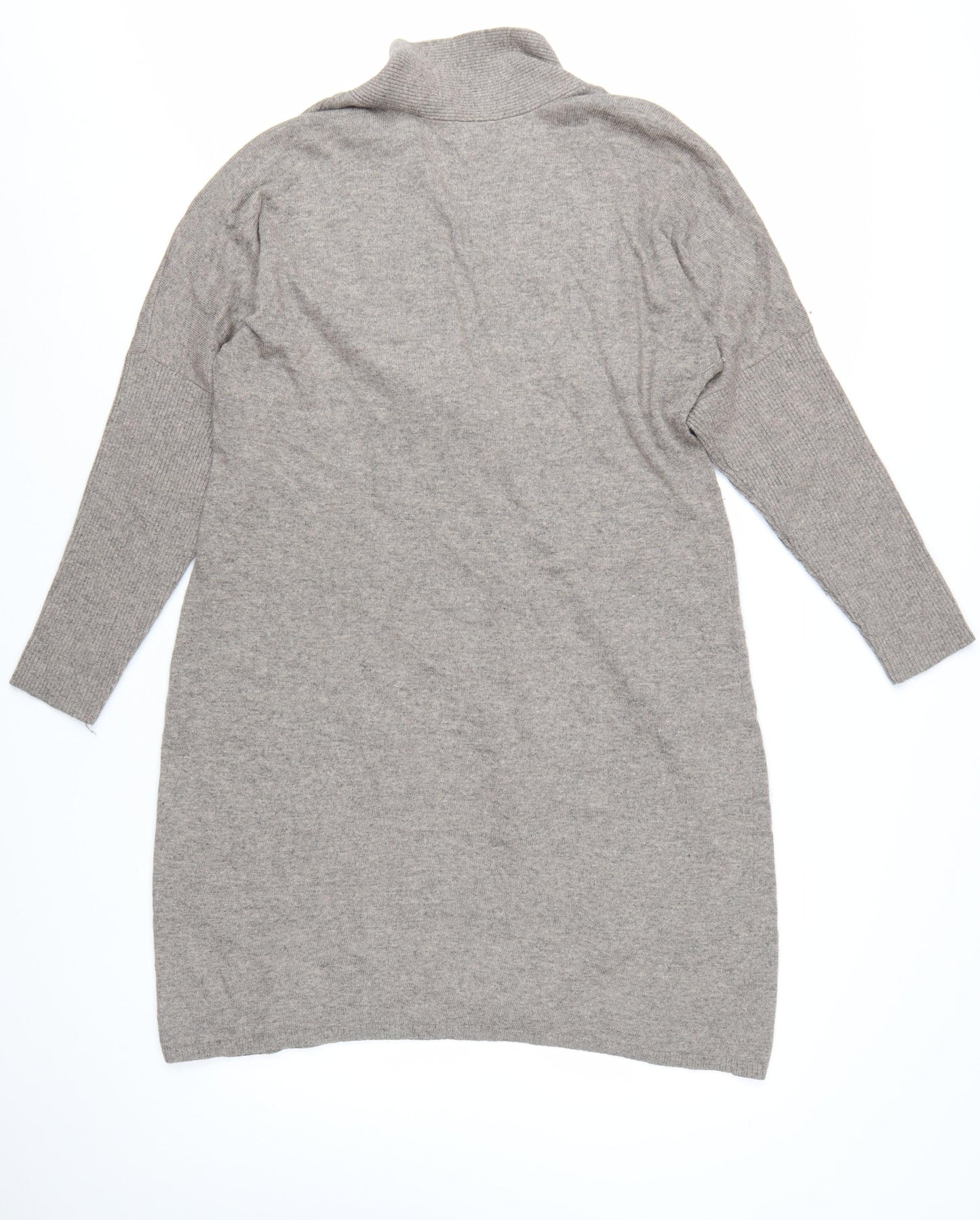 Monsoon Women’s Grey Knit Long Sleeve V-Neck Shift Dress L
