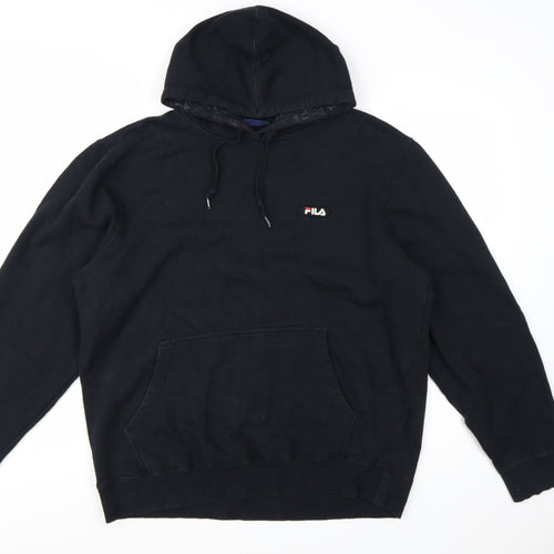 Fila Womens Black XXL Pullover Hoodie Cotton Blend Logo