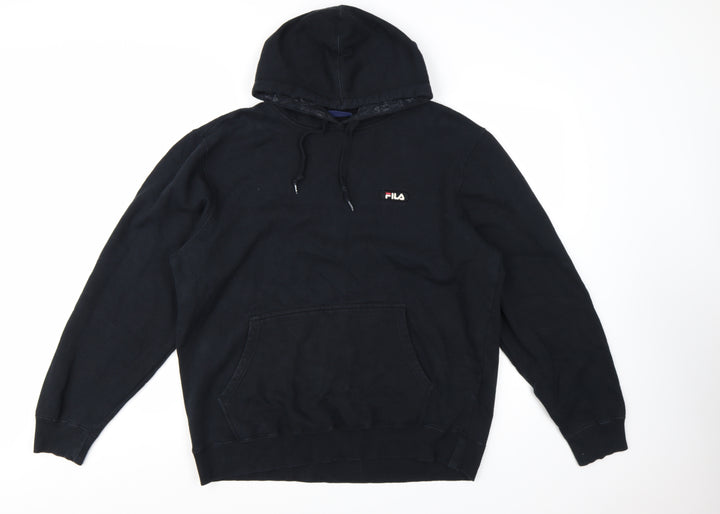 Fila Womens Black XXL Pullover Hoodie Cotton Blend Logo