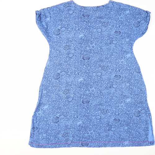 White Stuff Women's Blue Cotton Shift Dress Size S Short Sleeve Casual