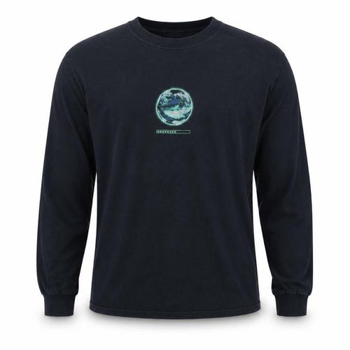 AGORA Men's Black Long Sleeve Space Graphic Cotton T-Shirt Size S