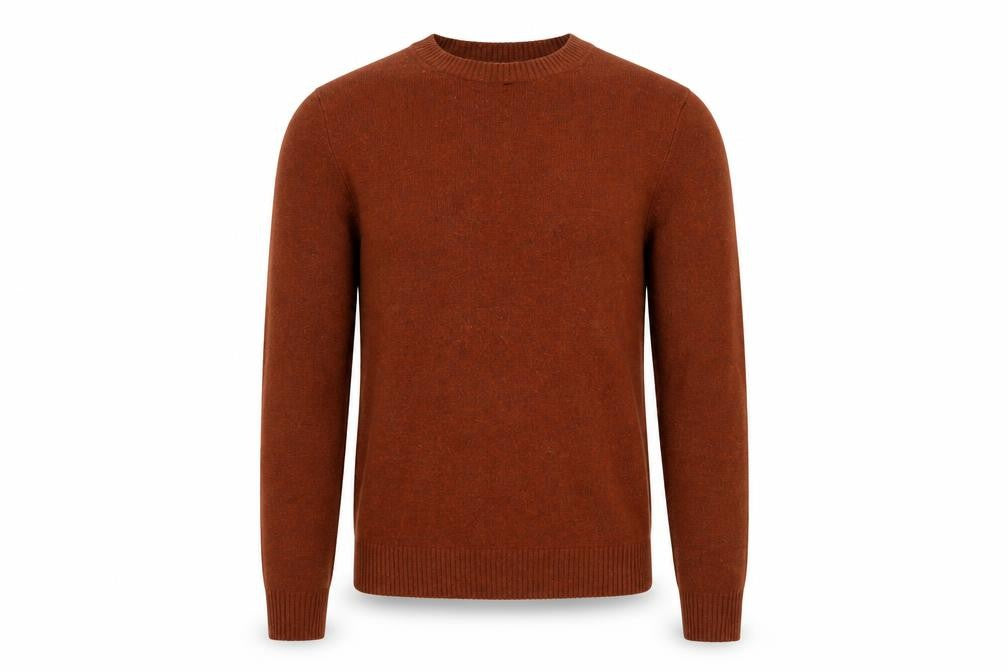Front view of Marks & Spencer Men's Brown Lambswool Crew Neck Jumper M