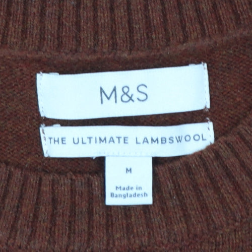 Marks and Spencer Men's Brown Lambswool Crew Neck Jumper M