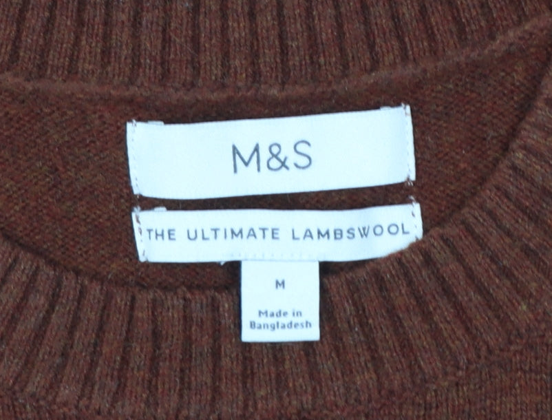 Marks and Spencer Men's Brown Lambswool Crew Neck Jumper M