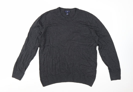 Gap Men's Grey Cotton Crew Neck Pullover Jumper Size L