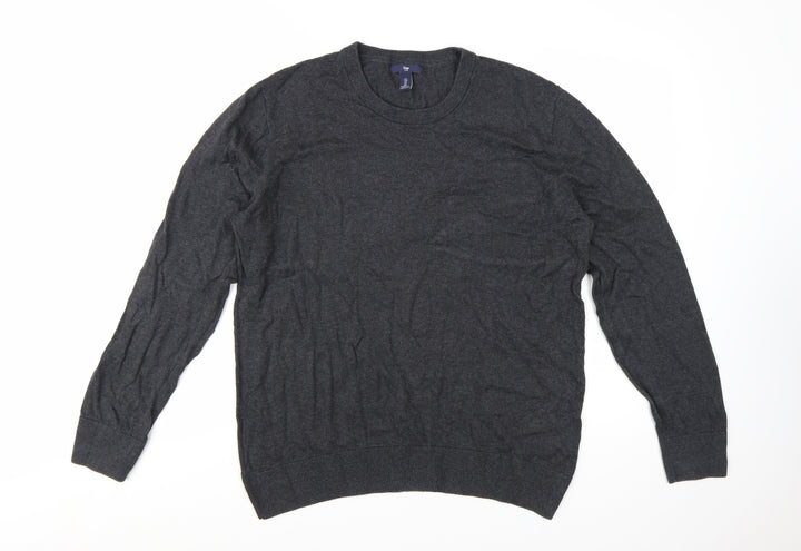 Gap Men's Grey Cotton Crew Neck Pullover Jumper Size L