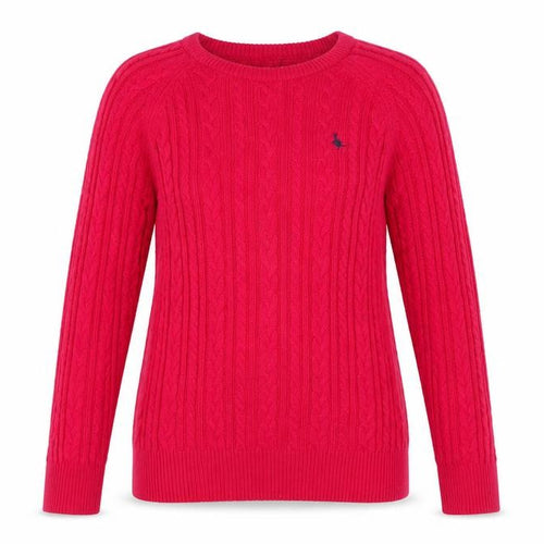 Jack Wills Women's Pink Cable-Knit Jumper UK 8 Merino Wool Blend