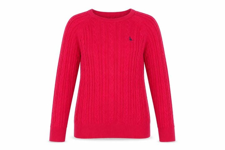 Jack Wills Women's Pink Cable-Knit Jumper UK 8 Merino Wool Blend