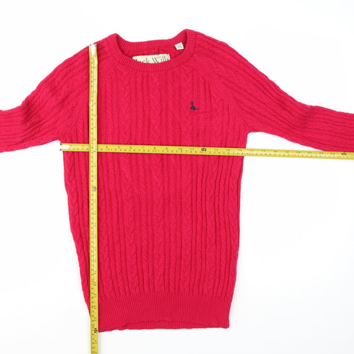 Jack Wills Women's Pink Cable-Knit Jumper UK 8 Merino Wool Blend