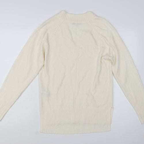 Next Women Ivory V-Neck Acrylic Pullover Jumper XS