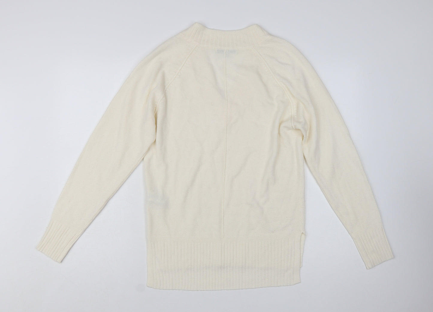 Next Women Ivory V-Neck Acrylic Pullover Jumper XS