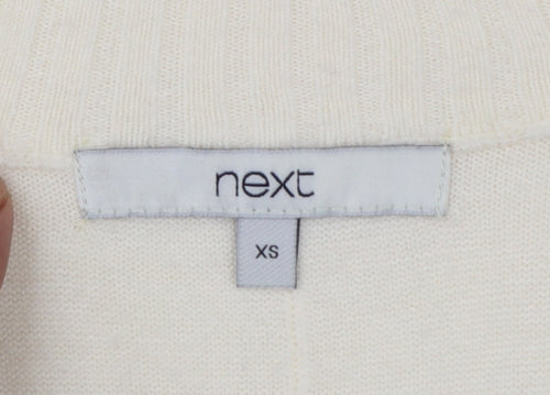 Next Women Ivory V-Neck Acrylic Pullover Jumper XS
