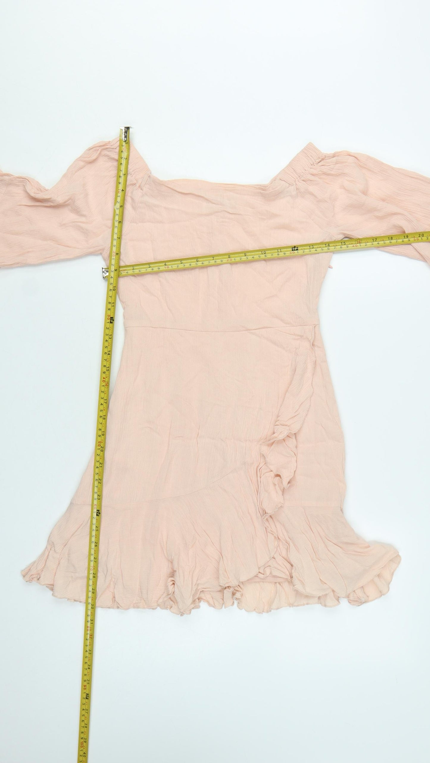 Pull & Bear Women’s Beige Off Shoulder Ruffle Boho Dress Size 8