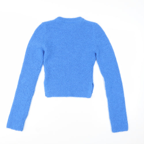 ZARA Women’s Blue Knit Pullover Jumper Size S Crew Neck Long Sleeve