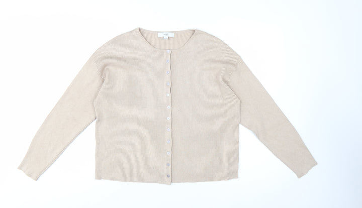 Marks and Spencer Women Beige Size 16 Cardigan Knit Jumper