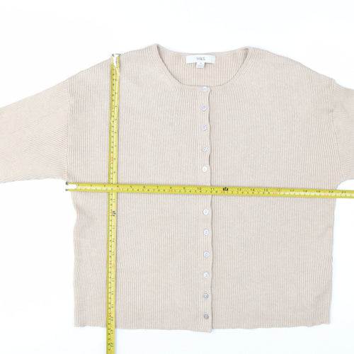Marks and Spencer Women Beige Size 16 Cardigan Knit Jumper