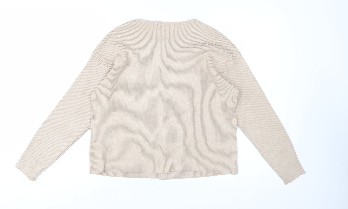 Marks and Spencer Women Beige Size 16 Cardigan Knit Jumper