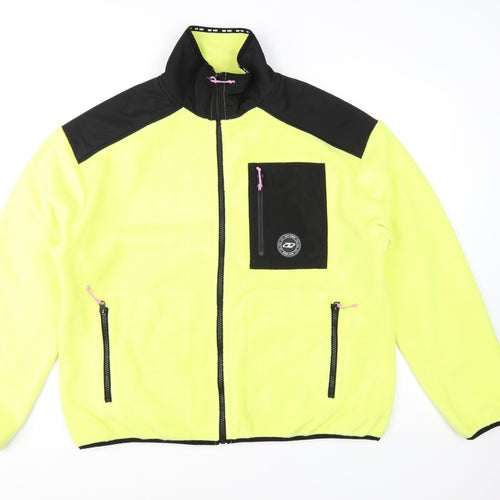 DKNY Women’s Yellow Fleece Zip Jacket L Sportswear Style
