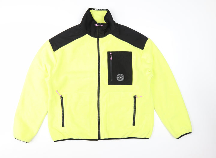 DKNY Women’s Yellow Fleece Zip Jacket L Sportswear Style
