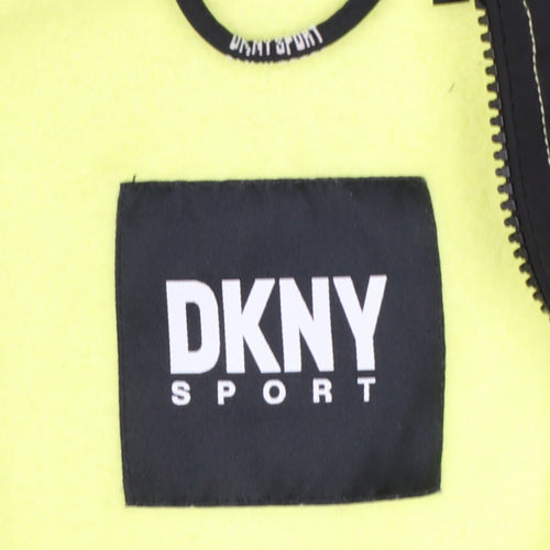 DKNY Women’s Yellow Fleece Zip Jacket L Sportswear Style