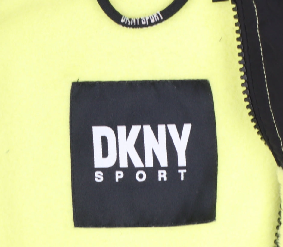 DKNY Women’s Yellow Fleece Zip Jacket L Sportswear Style