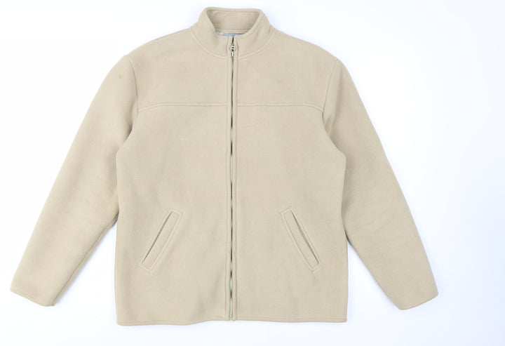 Wallis Women Beige Fleece Zip Jacket M Lined Warm Casual Style