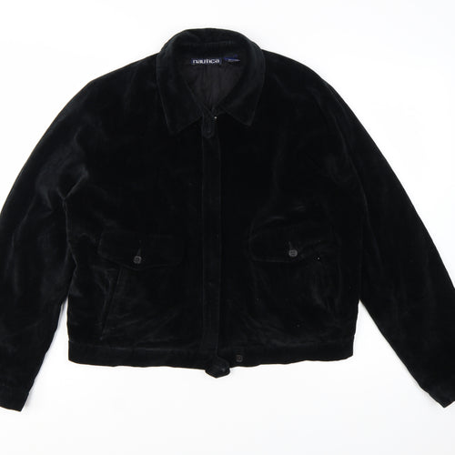Nautica Women’s Black Velvet Cotton Bomber Jacket Size 12