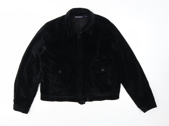 Nautica Women’s Black Velvet Cotton Bomber Jacket Size 12