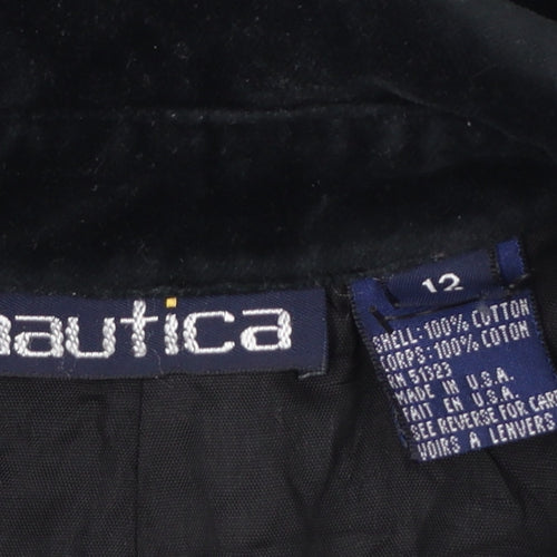 Nautica Women’s Black Velvet Cotton Bomber Jacket Size 12