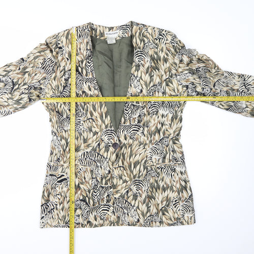Regina Porter Womens Multicoloured Silk Animal Print Blazer Size 10