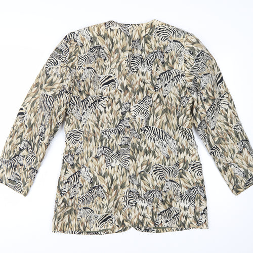 Regina Porter Womens Multicoloured Silk Animal Print Blazer Size 10