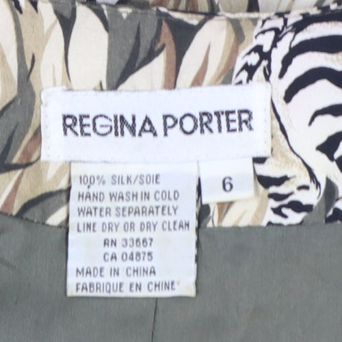 Regina Porter Womens Multicoloured Silk Animal Print Blazer Size 10
