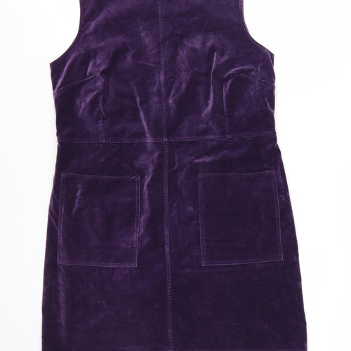Thought Women's Purple Velvet Sleeveless Pinafore Dress Size 12