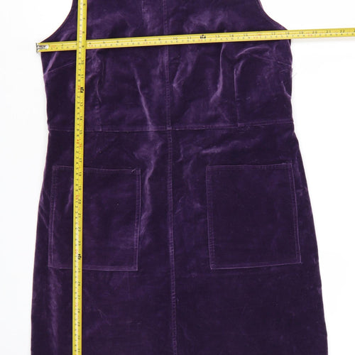 Thought Women's Purple Velvet Sleeveless Pinafore Dress Size 12