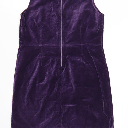 Thought Women's Purple Velvet Sleeveless Pinafore Dress Size 12
