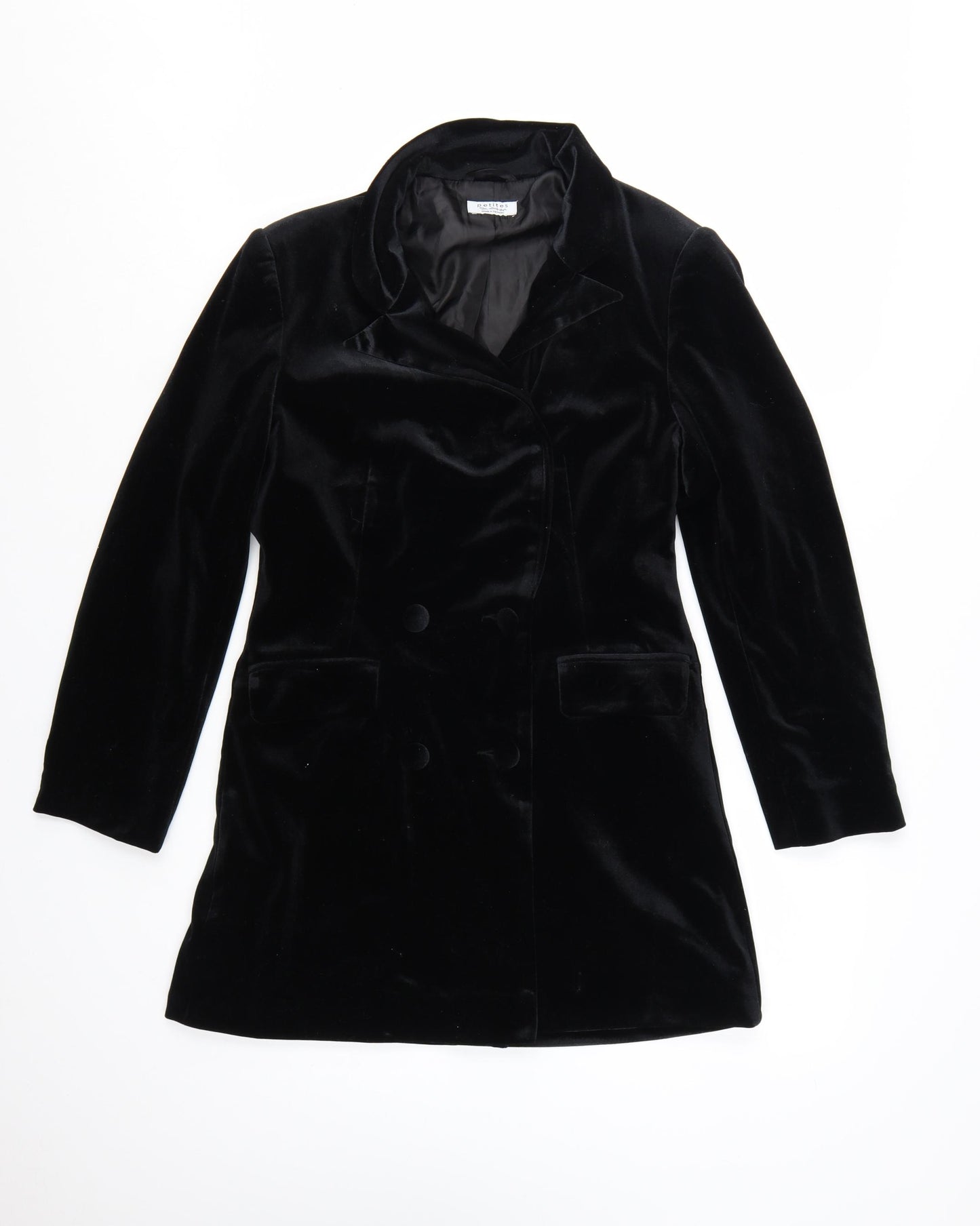 Miss Selfridge Petites Black Velvet Jacket Dress UK 10