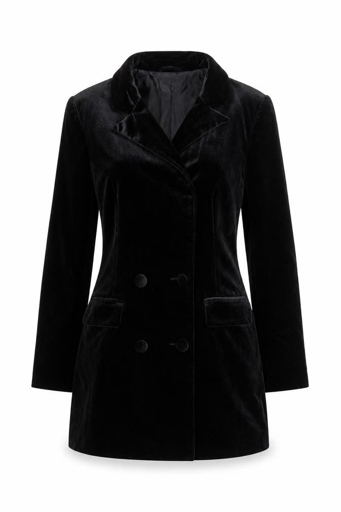 Miss Selfridge Petites Black Velvet Jacket Dress UK 10