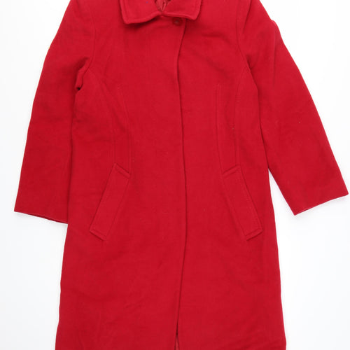 Albert Nipon Women's Red Wool Angora Cashmere Long Overcoat Size 12
