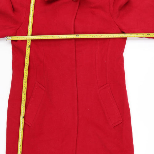 Albert Nipon Women's Red Wool Angora Cashmere Long Overcoat Size 12