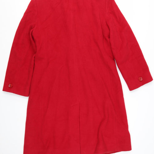 Albert Nipon Women's Red Wool Angora Cashmere Long Overcoat Size 12