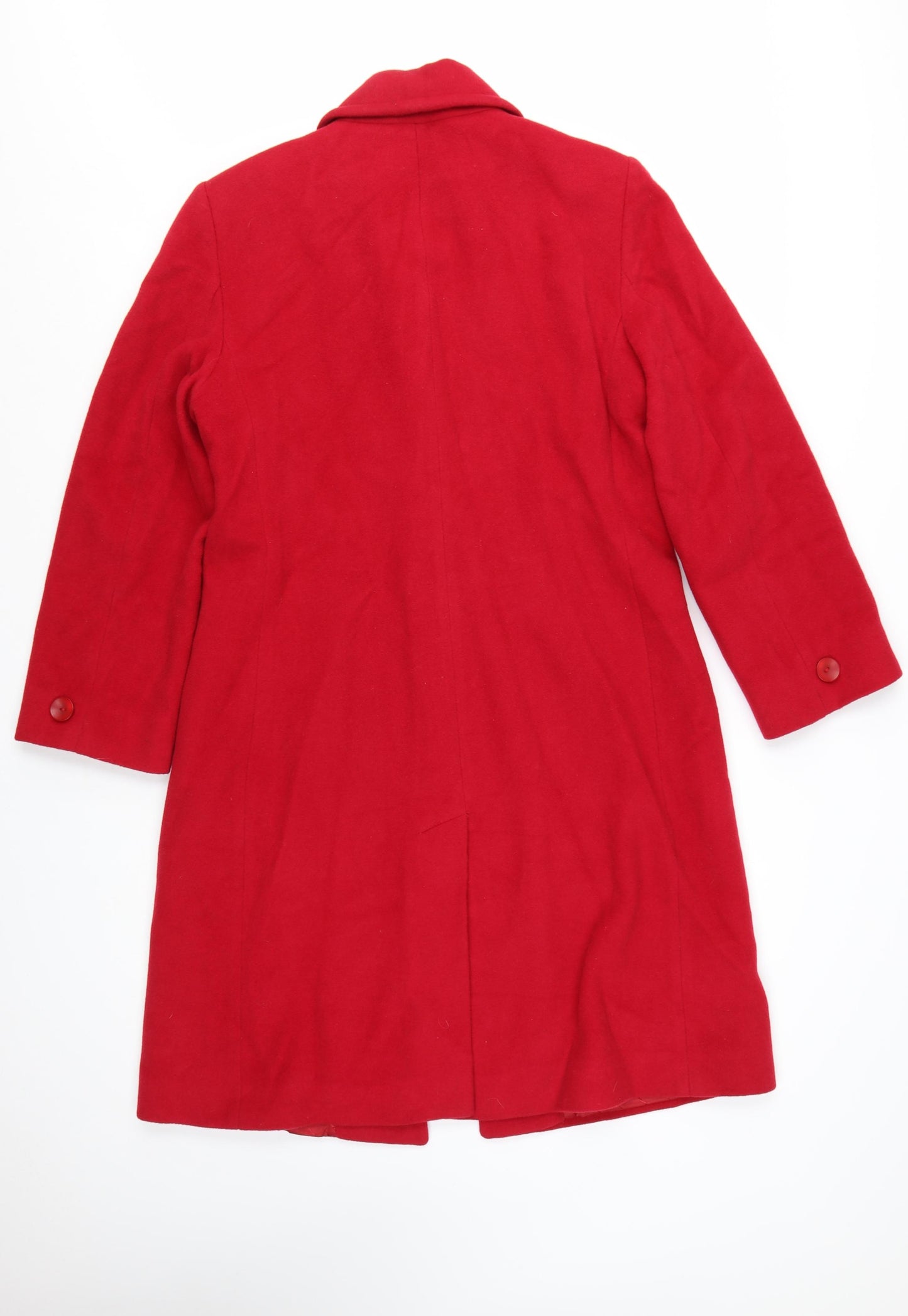 Albert Nipon Women's Red Wool Angora Cashmere Long Overcoat Size 12