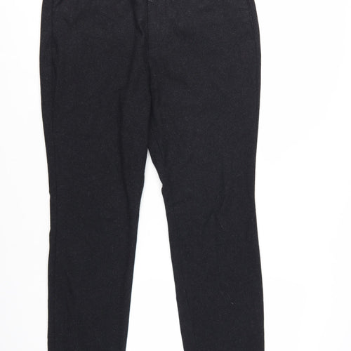 H&M Men's Black Wool Blend Slim Fit Tapered Trousers Size L 34 in