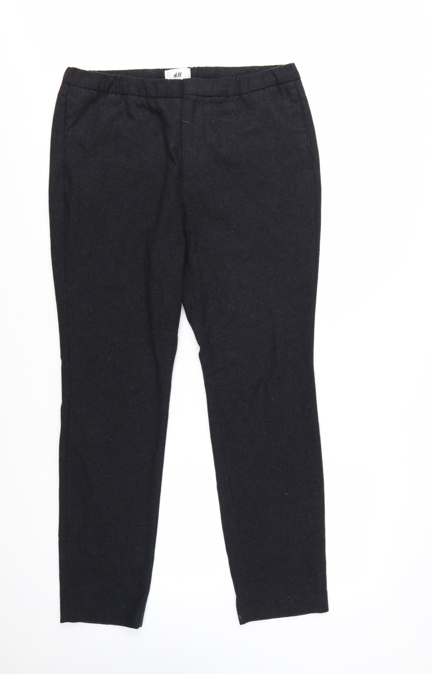 H&M Men's Black Wool Blend Slim Fit Tapered Trousers Size L 34 in