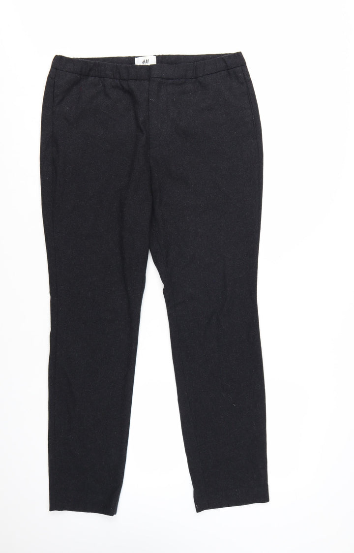 H&M Men's Black Wool Blend Slim Fit Tapered Trousers Size L 34 in