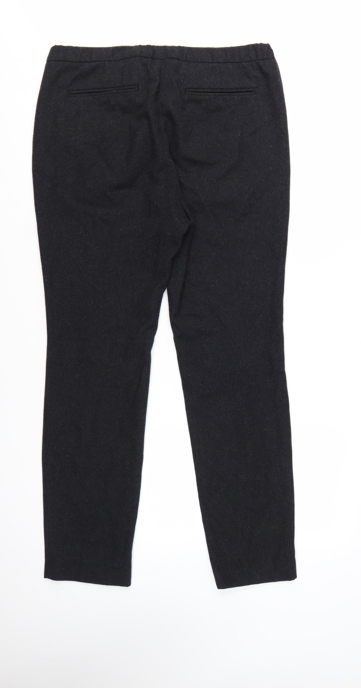 H&M Men's Black Wool Blend Slim Fit Tapered Trousers Size L 34 in