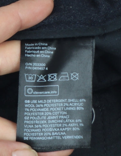 H&M Men's Black Wool Blend Slim Fit Tapered Trousers Size L 34 in
