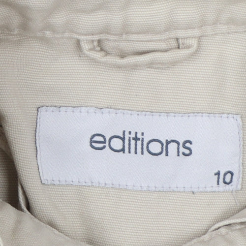 Editions Women's Beige Cotton Button-Up Jacket Size 10